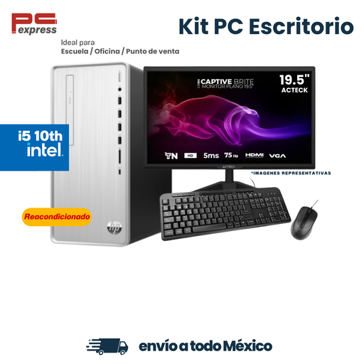 Computadora reacondicionada HP Pavilion TP01-1016 Intel Core i5-10400, 8 GB RAM, SSD 240 GB