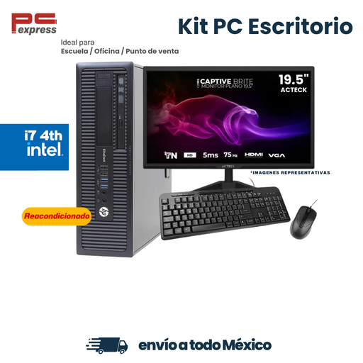 Computadora reacondicionada HP EliteDesk 800 G1 SFF Intel Core i7-4790, 8 GB RAM, SSD 240 GB