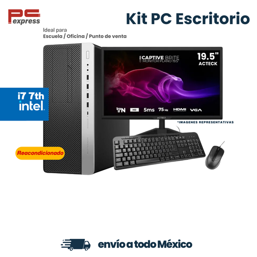 Computadora reacondicionada HP EliteDesk 800 G3 MT Intel Core i7-7700, 8 GB RAM, SSD 240 GB