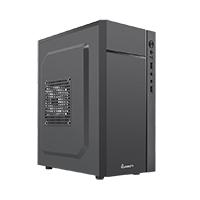 GABINETE QUARONI FRENTE ABS, NEGRO CON FRANJA TIPO FIBRA DE CARBONO, MICRO ATX