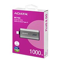 UNIDAD DE ESTADO SOLIDO SSD  EXTERNO 1TB ADATA SC750 PORTATIL USB TIPO C NEGRO WINDOWS MAC LINUX ANDROID PS4