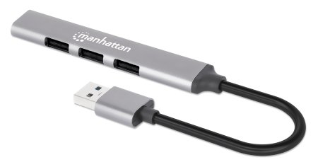 HUB USB,MANHATTAN,168427, V2.0  3 PTOS Y V3.0 1 PTO, ALUMINIO GRIS ESPACIAL