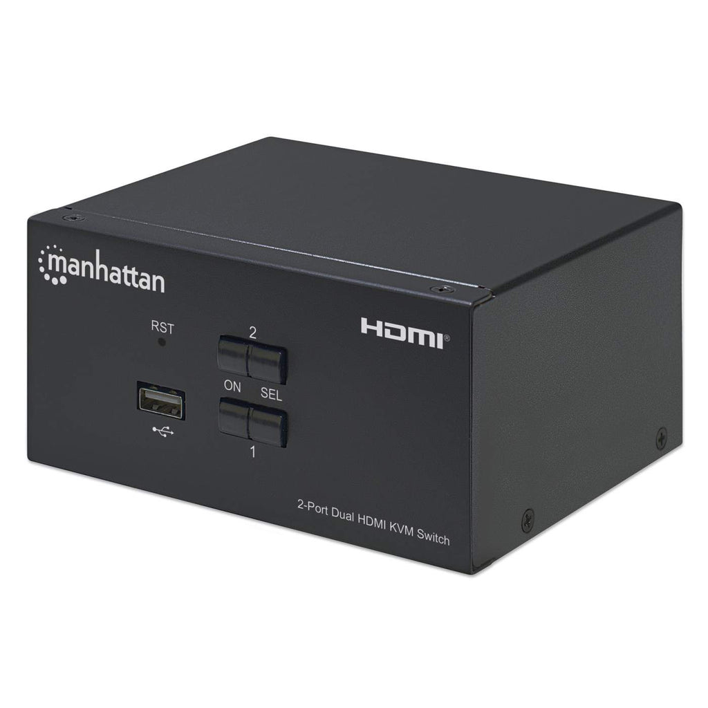 MUX KVM,MANHATTAN,153522, HDMI DOBLE MONITOR 2:1,  4K@30MHZ USB2.0 AUDIO