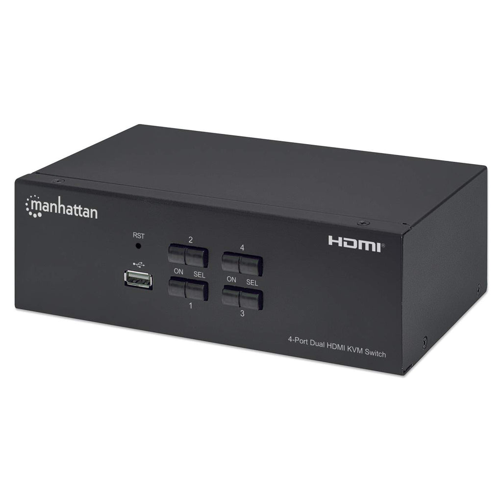 MUX KVM,MANHATTAN,153539, HMDI DOBLE MONITOR 4:1, 4K@30MHZ USB2.0 USB 2.0