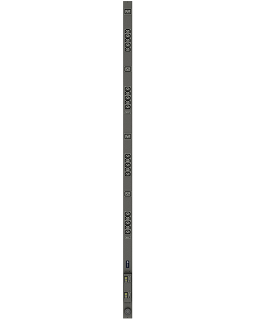 RPDU, ESTNDAR BSICO, 30 A, 208 V, 4,9 KW, VERTICAL, 20 IEC C13, 4 IEC C19, CABLE DE ALIMENTACIN DE 10 PIES CON L6-30P, REVESTIMIENTO DE POLVO NEGRO