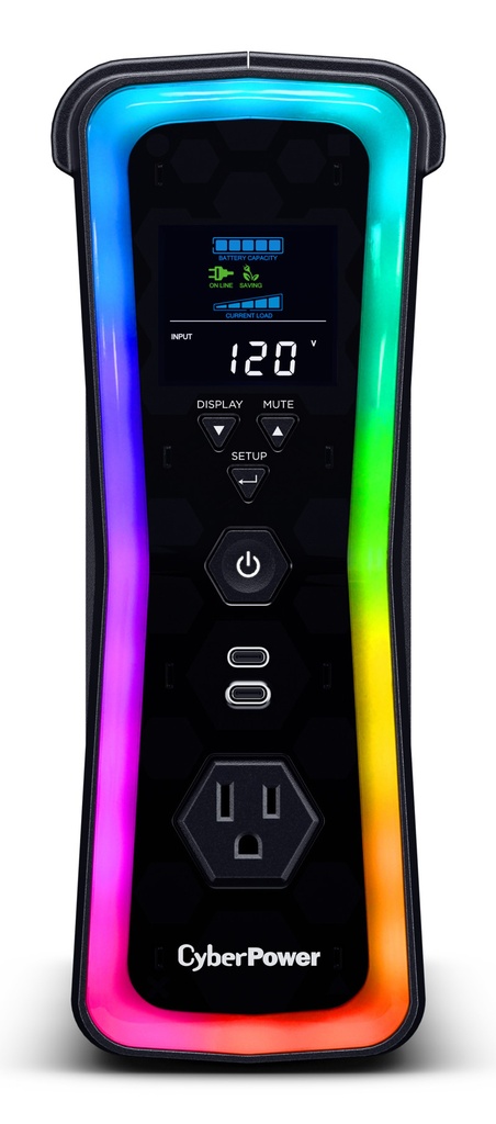 UPS CYBERPOWER GX150C2 1500VA 1000W 120V PFC ACTIVO RGB PANEL LCD USB-CX2