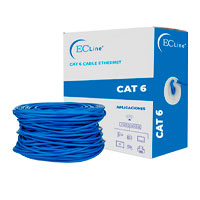 BOBINA DE CABLE DE RED EC LINE EC-NC1000-55305, AZUL, 305 MTS, CAT 6 UTP, USO INTERIOR, CUBIERTA DE PVC, 100% COBRE
