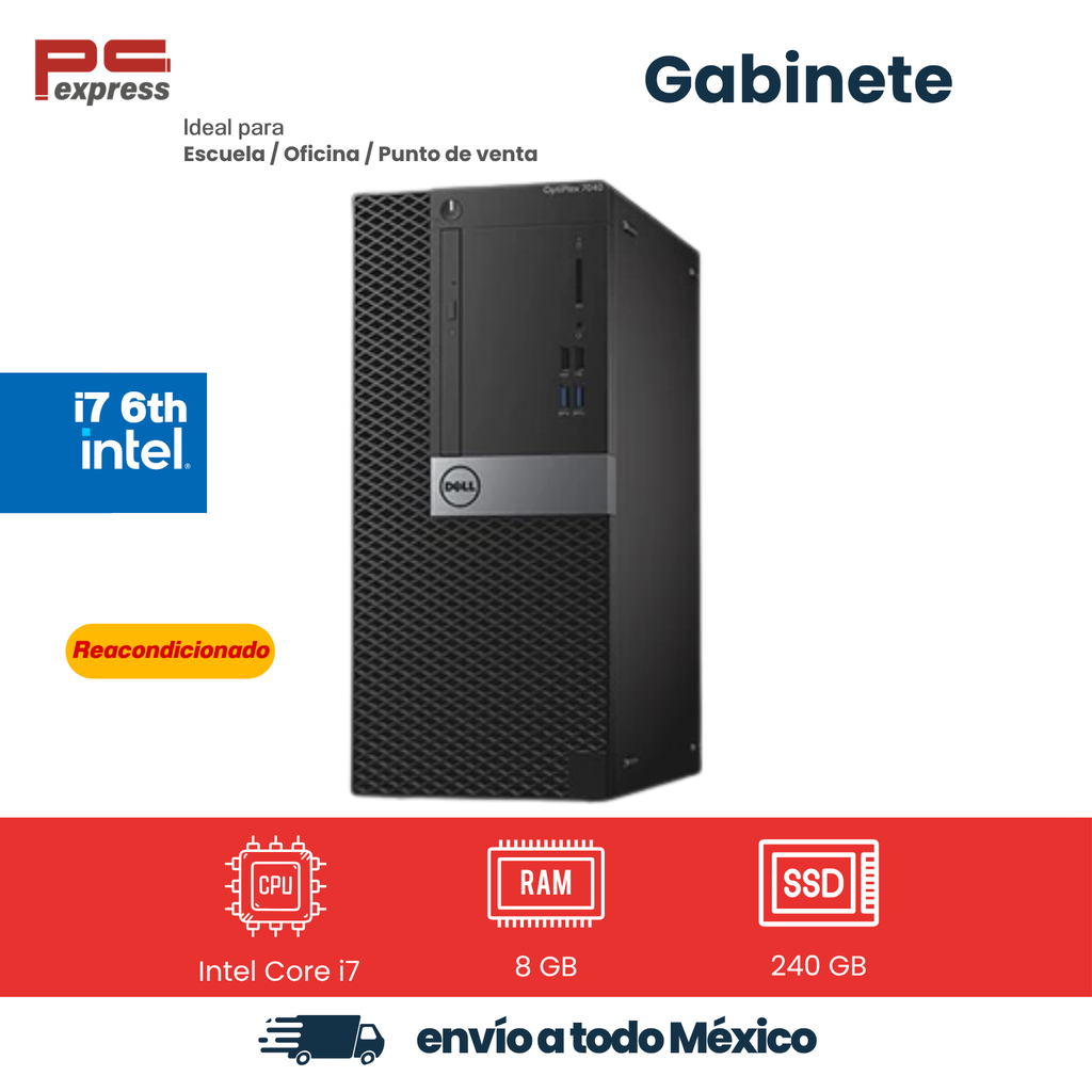 Vista adicional de Computadora reacondicionada Dell OptiPlex 7050 MT Intel Core i7-6700, 8 GB RAM, 