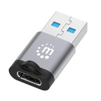 ADAPTADOR,MANHATTAN,356305, USB-C V3.2 GEN1, AM-CH, 5GBPS 3A, ALUMINIO GRIS ESPACIAL