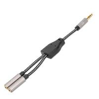 ADAPTADOR,MANHATTAN,356114, AUDIO 3.5MM 1 M A 2 H, 15CM, CONECTA DOS AUDIFONOS A UN JACK DE 3.5MM, ALUMINIO, NEGRO
