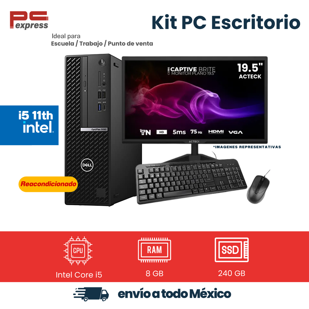 [RFB-DELL-5090SFF-I5-8-240] Computadora reacondicionada Dell OptiPlex 5090 SFF Core i5-11500, 8 GB RAM, SSD 240 GB