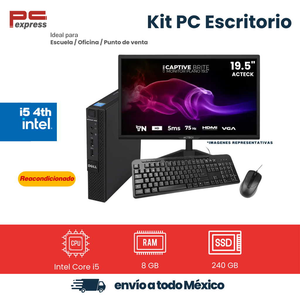 [RFB-DELL-3020M-I5-8-240] Computadora reacondicionada Dell OptiPlex 3020 Micro Intel Core i5-4590T, 8 GB RAM, SSD 240 GB