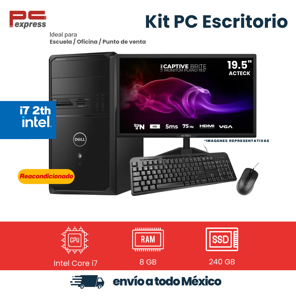 Imagen de Computadora reacondicionada Dell Vostro 460 MT Intel Core i7-2600, 8 GB RAM, SSD