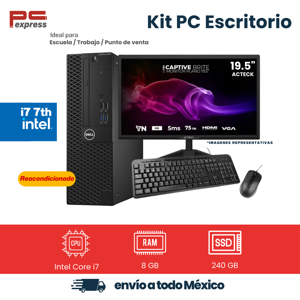 [RFB-DELL-5050SFF-I7-8-240] Computadora reacondicionada Dell OptiPlex 5050 SFF Intel Core i7-7700, 8 GB RAM, SSD 240 GB