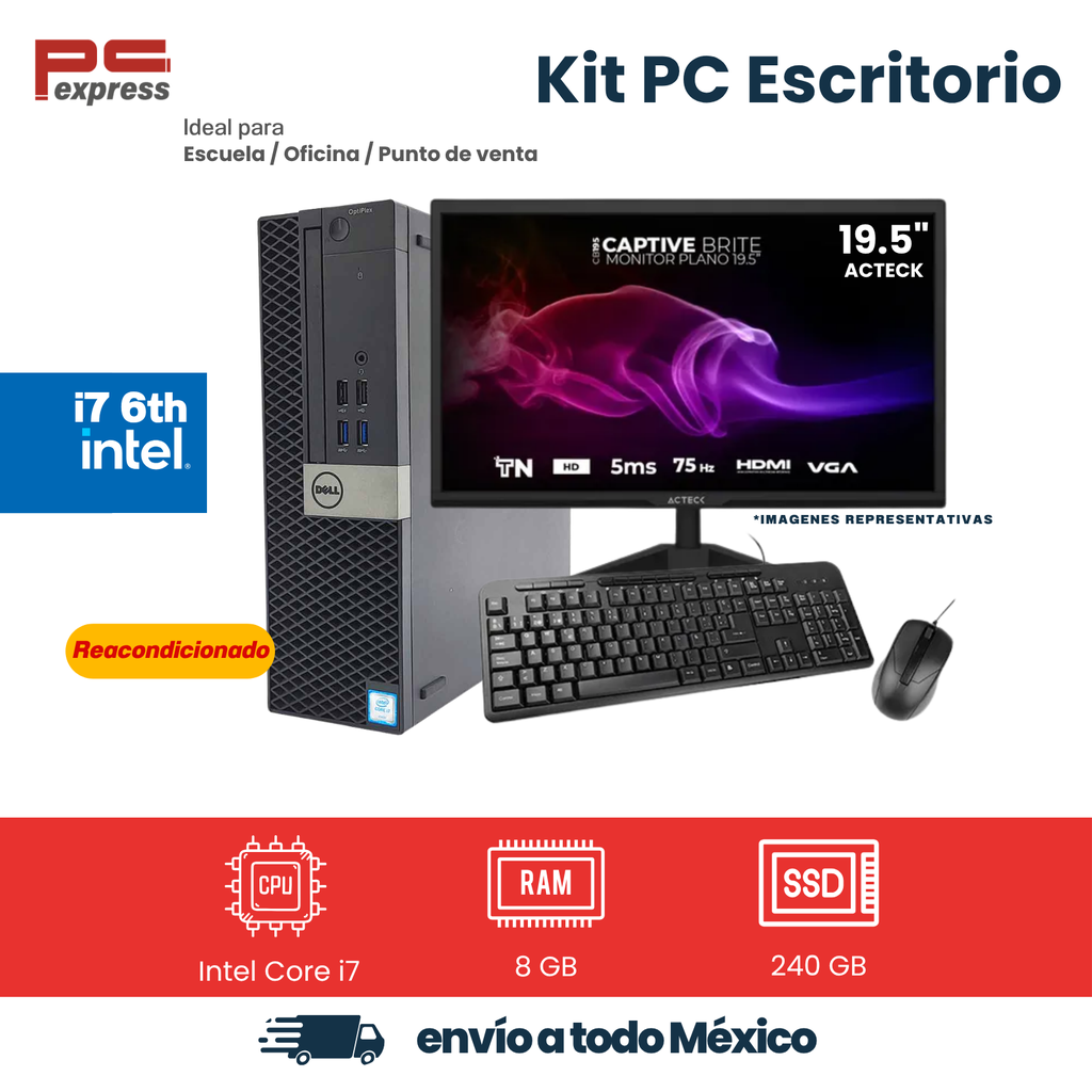 Imagen de Computadora reacondicionada Dell OptiPlex 7040 SFF Intel Core i7-6700, 8 GB RAM,