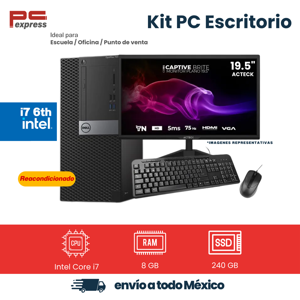 Imagen de Computadora reacondicionada Dell OptiPlex 7050 MT Intel Core i7-6700, 8 GB RAM, 