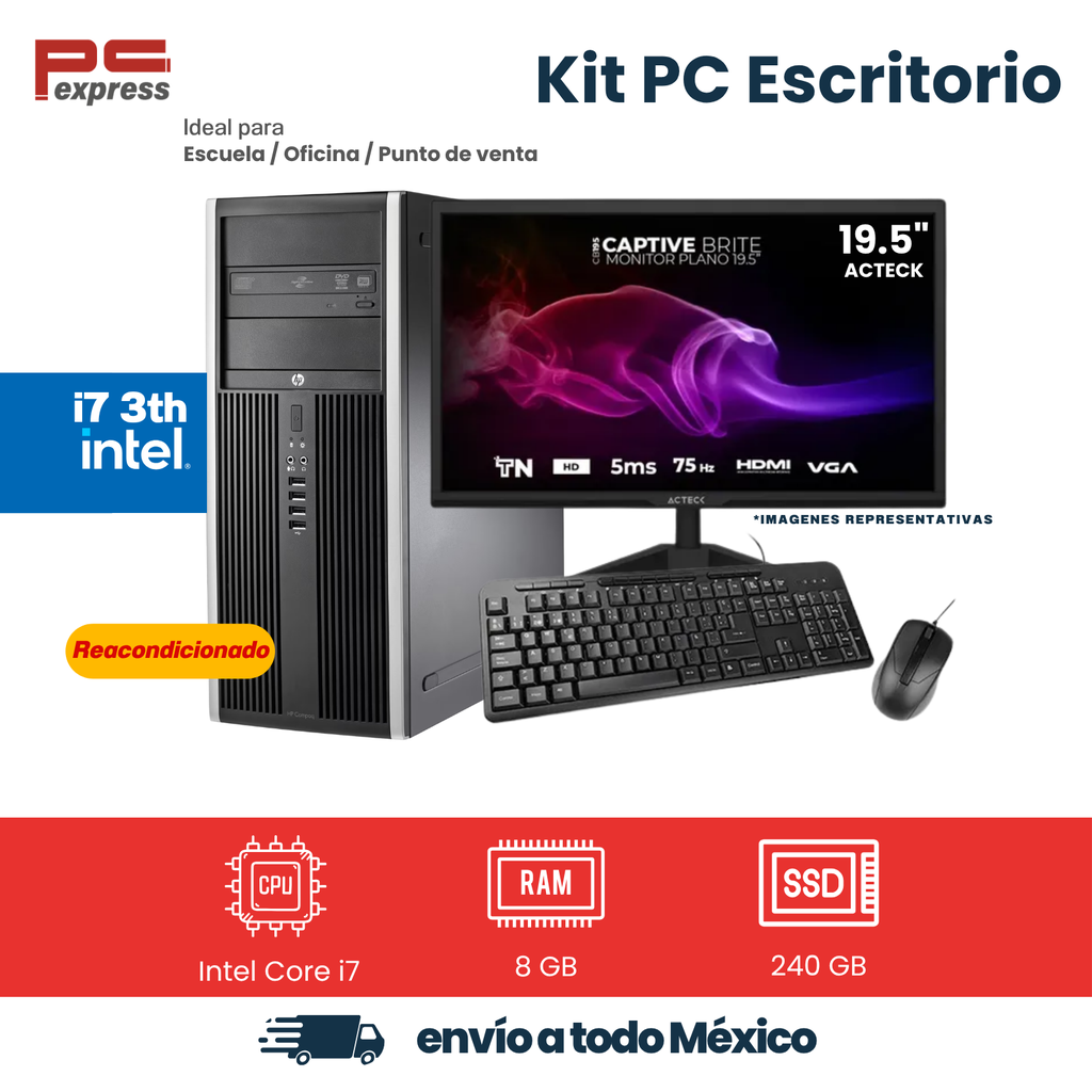 Imagen de Computadora reacondicionada HP Compaq Elite 8300 CMT Intel Core i7-3770, 4 GB RA