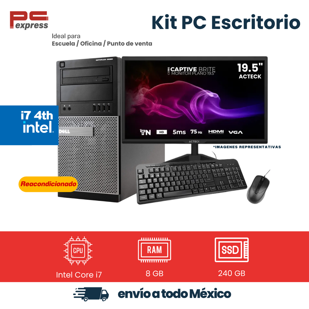 Imagen de Computadora reacondicionada Dell OptiPlex 9020 MT Intel Core i7-4770, 8 GB RAM, 