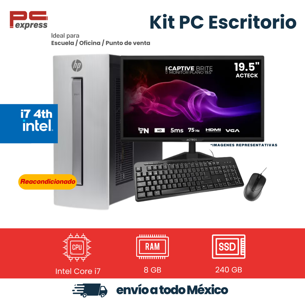 Imagen de Computadora reacondicionada HP Envy 750-160qe Intel Core i7-4790, 8 GB RAM, SSD 