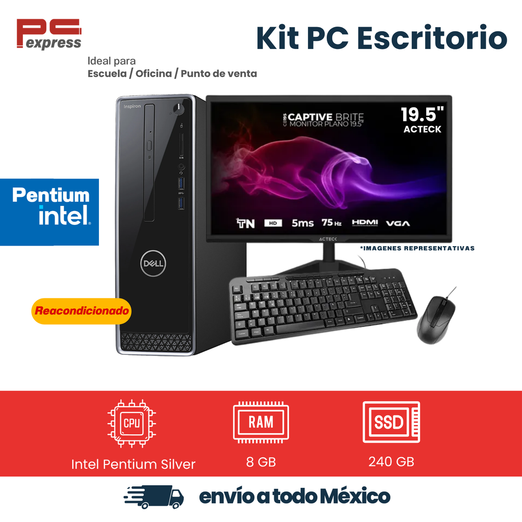 Imagen de Computadora reacondicionada Dell Inspiron 3472 SFF Intel Pentium Silver J5005, 8
