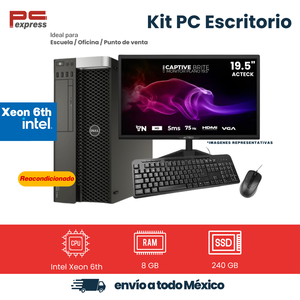 Imagen de Computadora reacondicionada Dell Precision T5810 Intel Xeon E5-1620 v3, 8 GB RAM