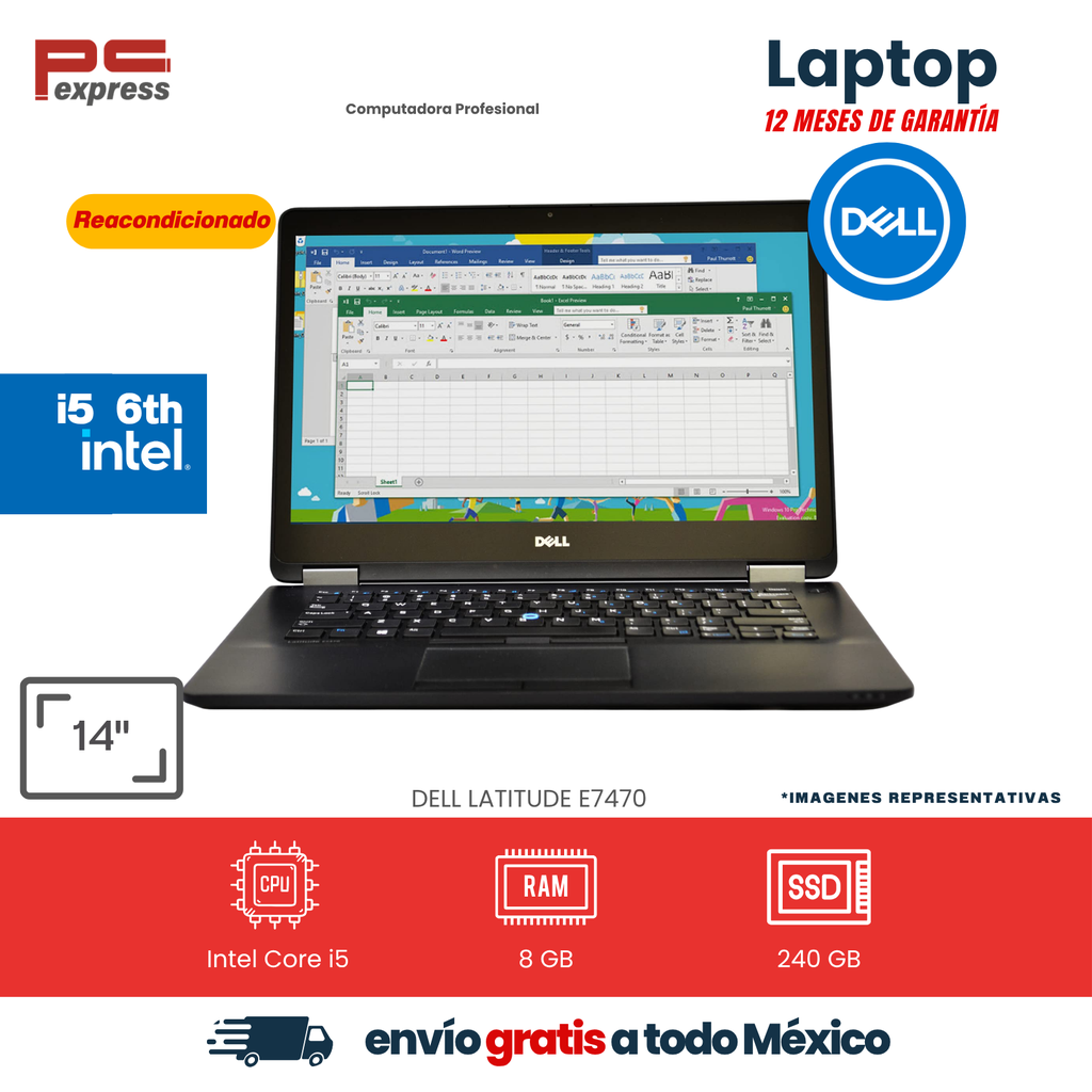 [RFB-DELL-E7470-I5G6-8-240GB] Dell Latitude E7470 reacondicionada | Core i5 6.ª | 8 GB RAM | M.2 240 GB
